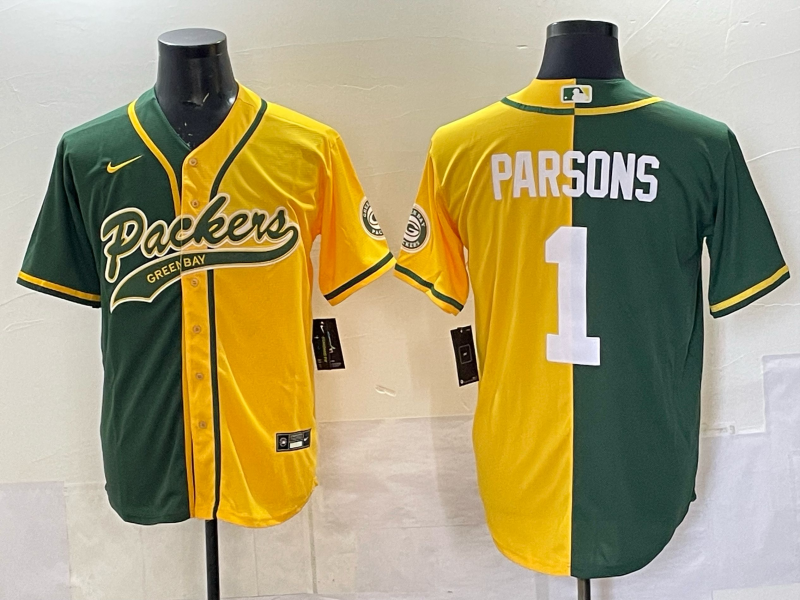 Men Green Bay Packers #1 Parsons yellow green Nike NFL 2025 jersey 08